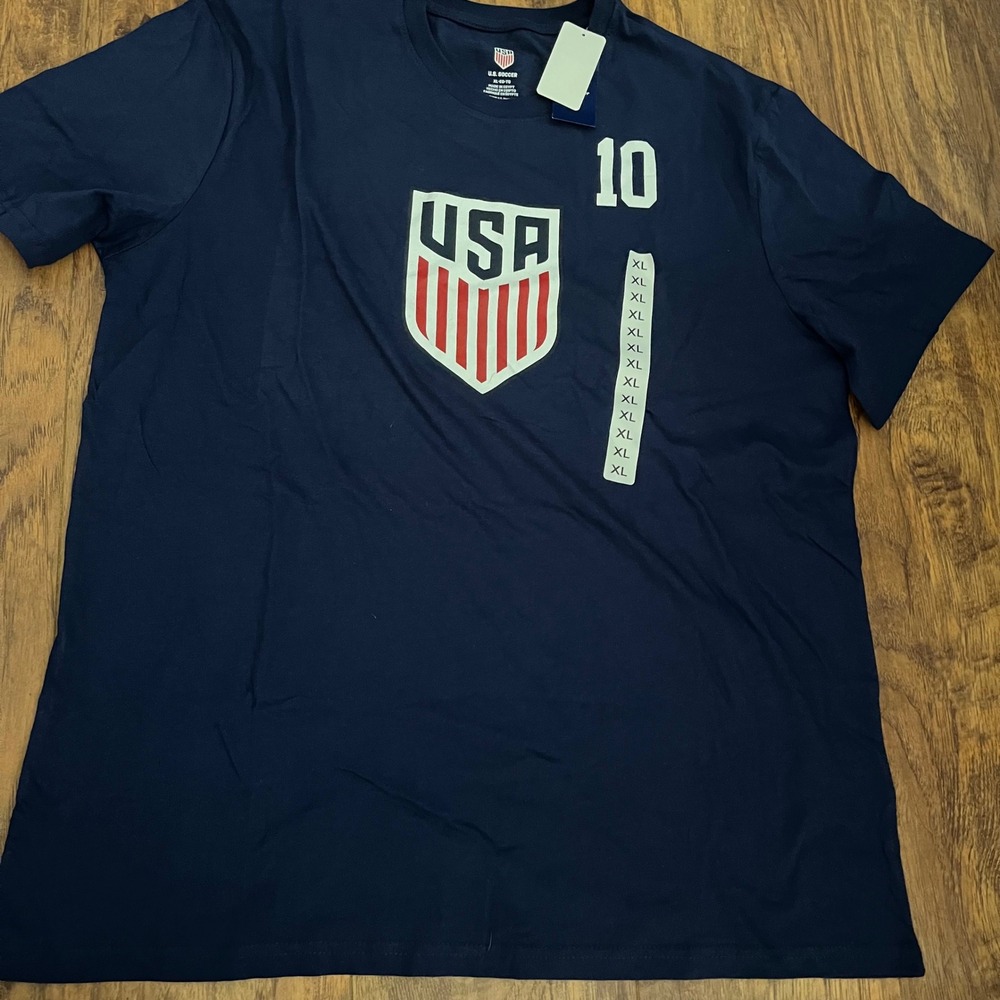 Official US Soccer USMNT Christian Pulisic #10 T-Shirt Navy Blue Size XL NWT